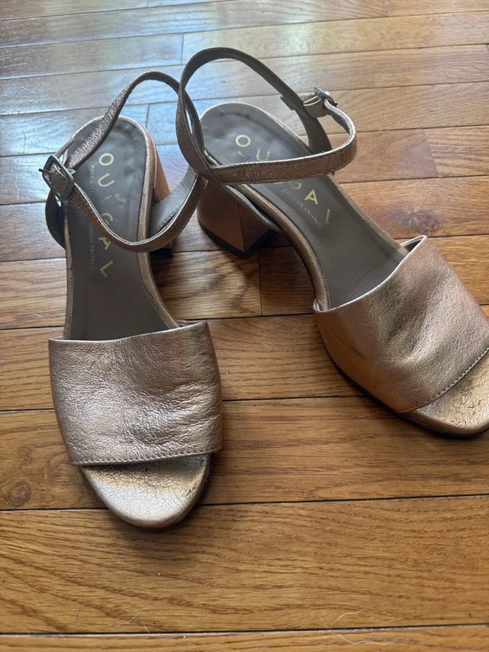 Ouigal Italian Pink Sparkly Block Heel Sandals - Women